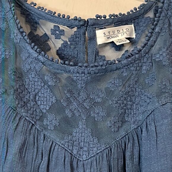 Studio JPR Dusty Blue Lace & Crinkled Crepe Dress - Size 2X - Picture 9 of 16